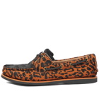 Timberland Men's x Wacko Maria Classic Boat Shoe in Brown Leopard Leather