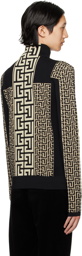 Balmain Beige & Black Jacquard Sweater