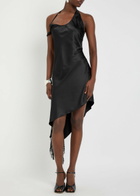 Courrèges Lace-embellished Satin Midi Dress Black