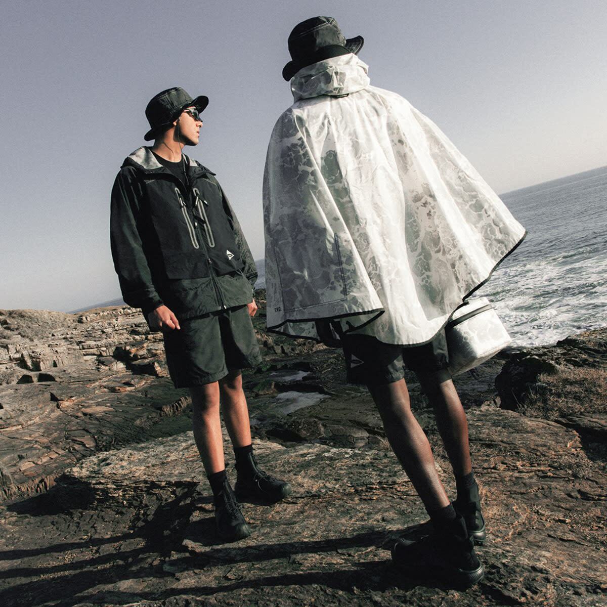 END. x and wander Nylon Print Short Pant in Charcoal
