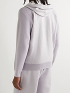 Agnona - Logo-Appliquéd Ribbed Cashmere-Blend Zip-Up Hoodie - Gray