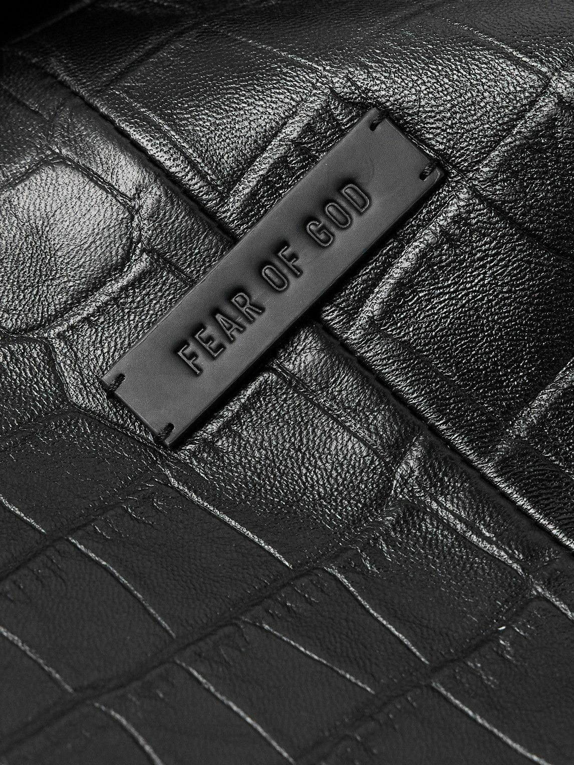 Fear of God - Cropped Pleated Croc-Effect Leather Jacket - Black
