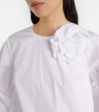 Carolina Herrera Floral-appliqué cotton-blend blouse