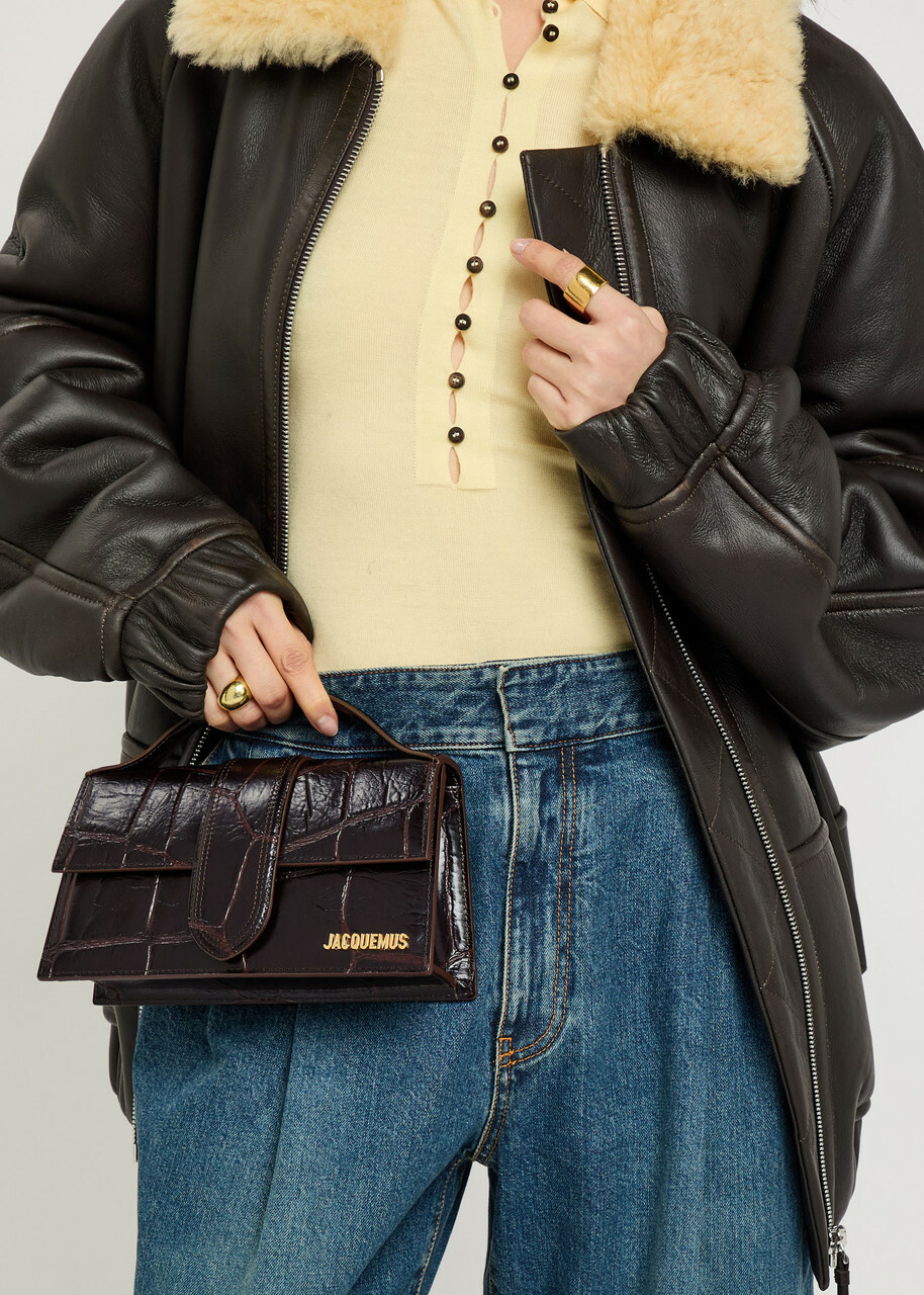 Jacquemus Le Grande Bambino Crocodile-effect Leather top Handle bag - Brown - One Size