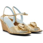 Valentino Garavani Gold Coeur Royal Espadrille Heeled Sandals