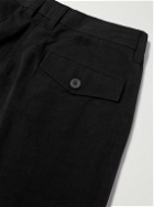 Mr P. - Pleated Linen, Cotton and Nylon-Blend Trousers - Black