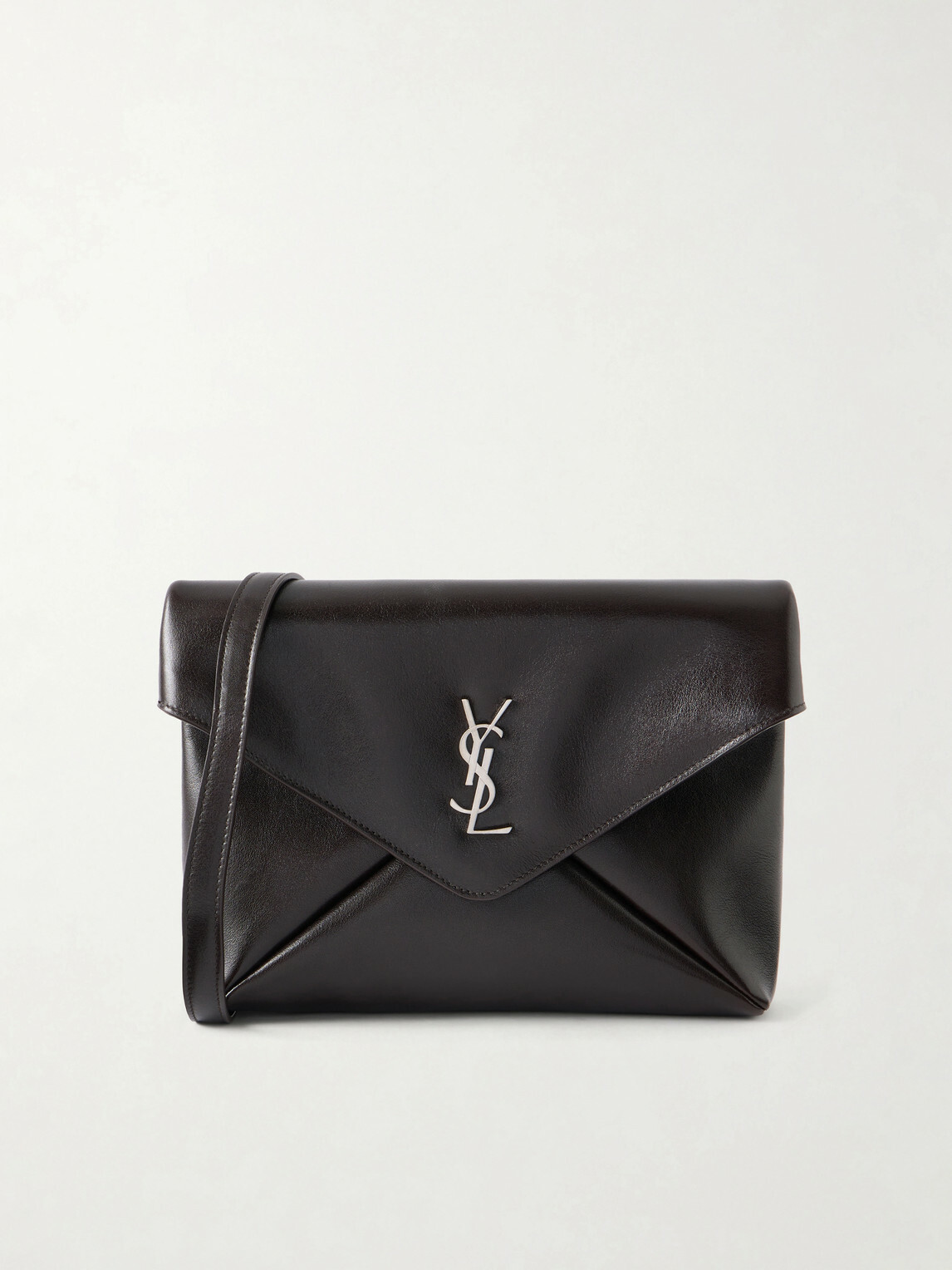 SAINT LAURENT - Cassandre-Embellished Full-Grain Leather Messenger Bag