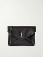SAINT LAURENT - Cassandre-Embellished Full-Grain Leather Messenger Bag