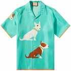 Gucci Men's Dog Vacation Shirt in Turquoise