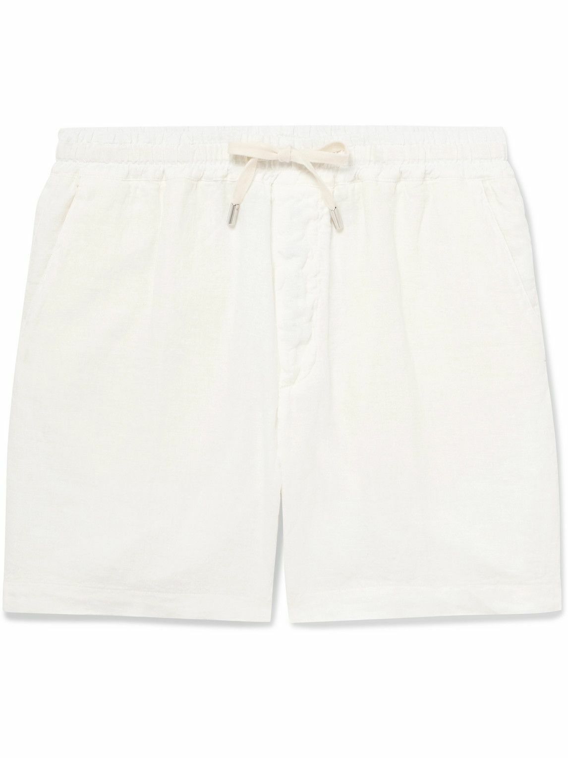 Altea - Samuel Straight-Leg Linen Drawstring Shorts - White