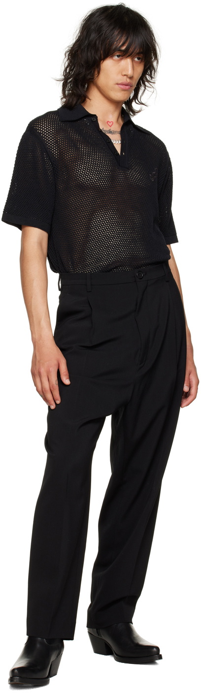 LU'U DAN Black Embroidered Polo