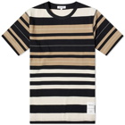 Norse Projects Men's Holger Tab Series Stripe Mix T-Shirt in Utility Khaki