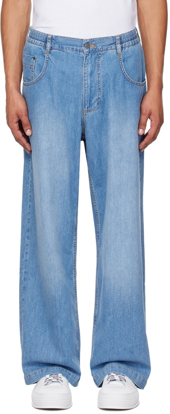 Photo: Moschino Blue Elasticized Waistband Jeans