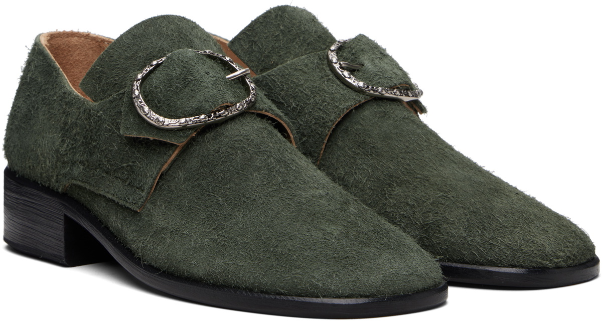Enfants Riches Déprimés Green Suede Pope Loafers