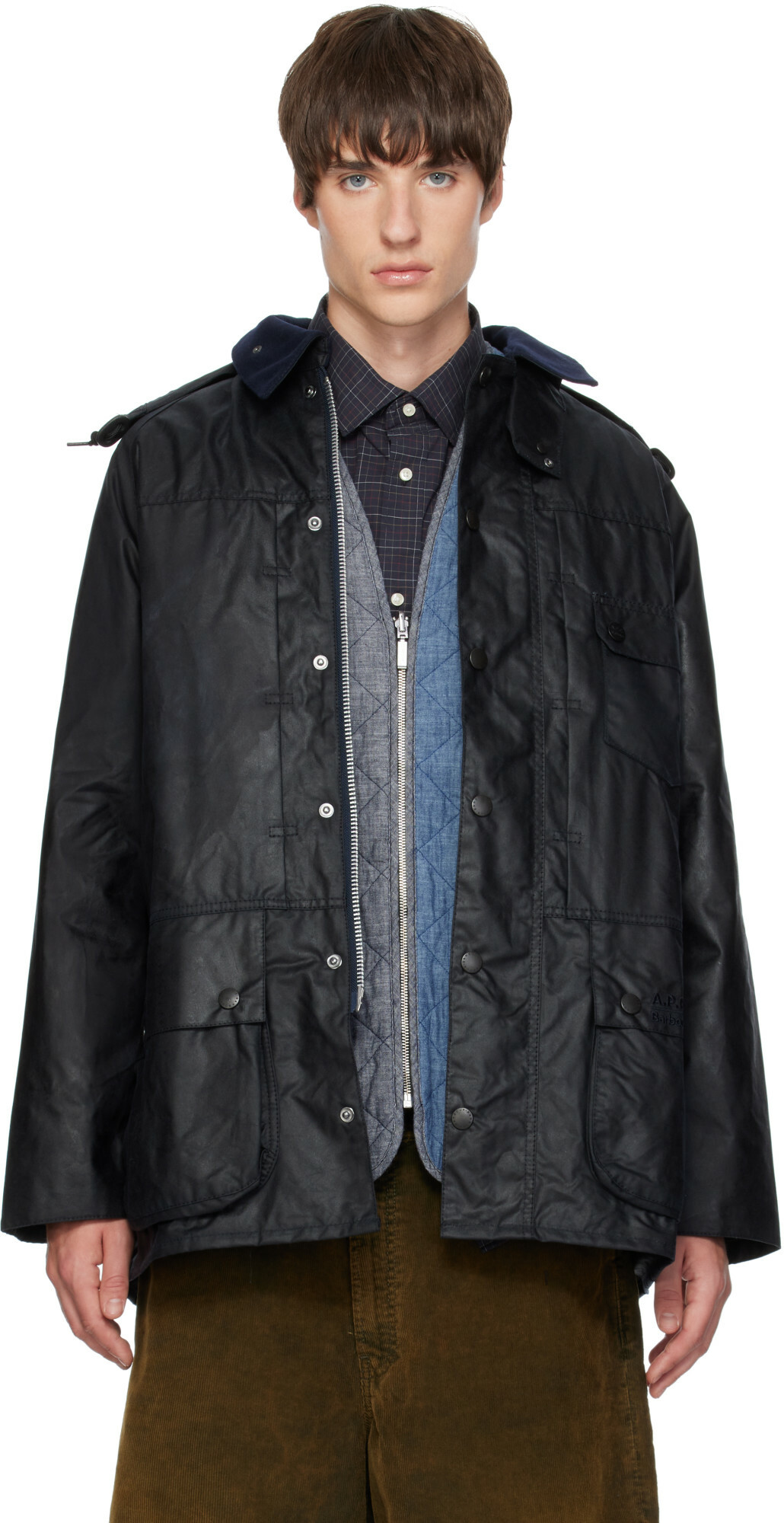 A.P.C. Navy Barbour Edition Beaufort Waxed Jacket