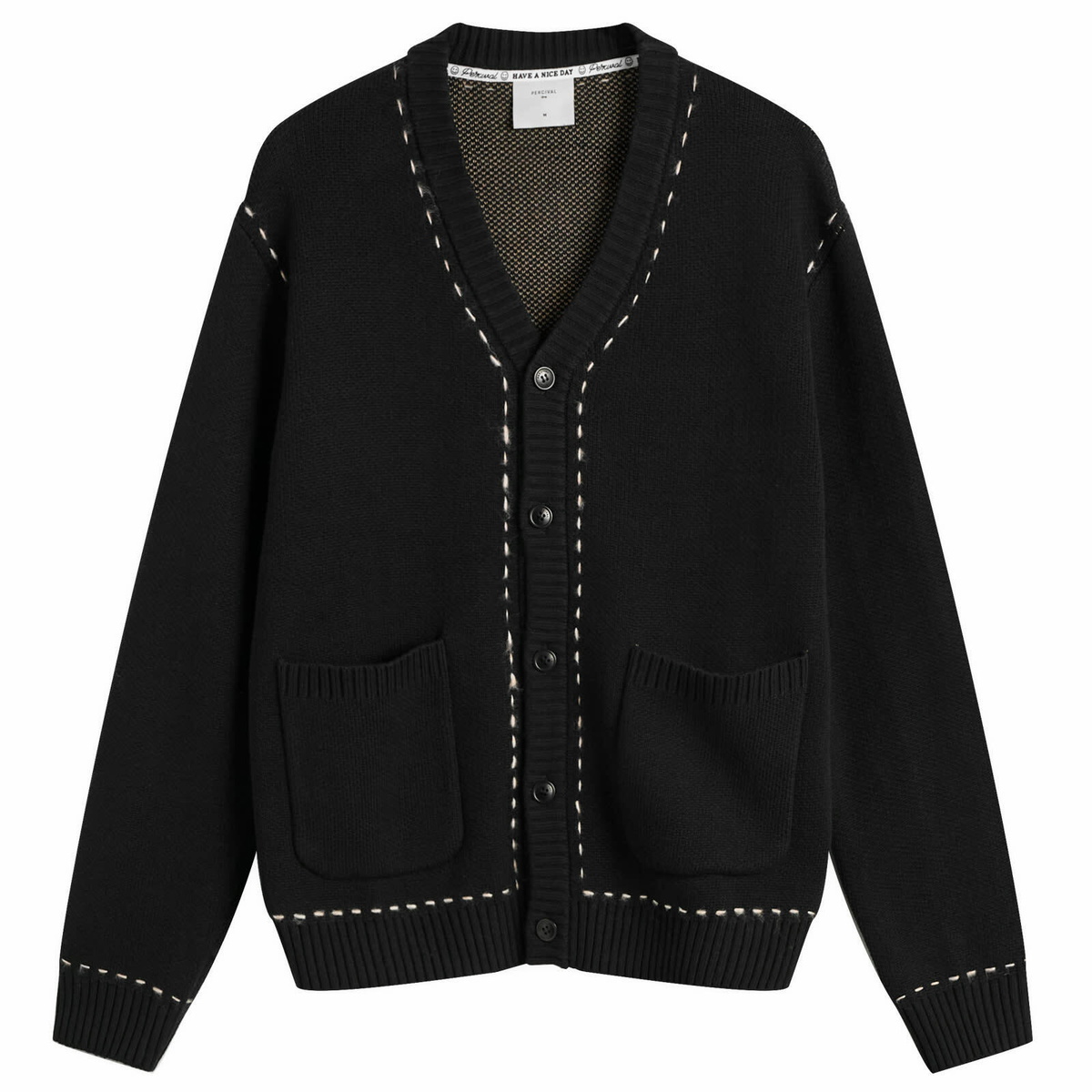 Percival Men's Module Boxy Cardigan in Black