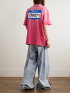 VETEMENTS - Oversized Distressed Logo-Print Cotton-Jersey T-shirt - Pink