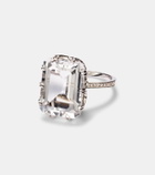 Ileana Makri Oblong 18kt white gold ring with topaz and diamonds