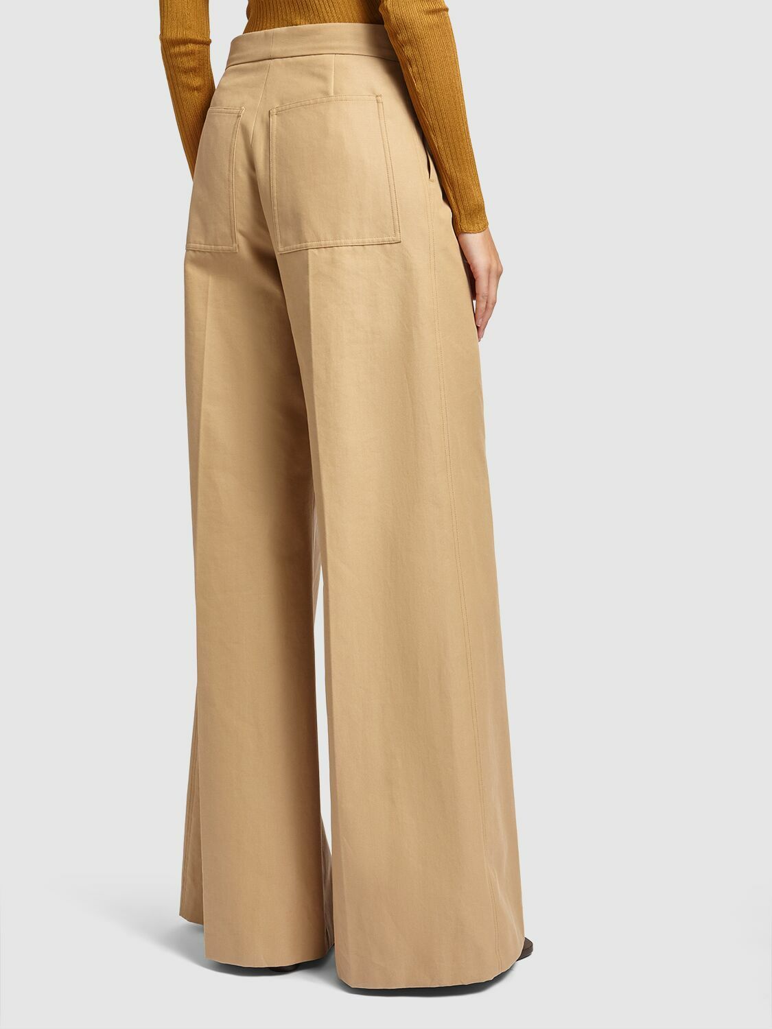 MAX MARA - Corte Pleated Cotton Canvas Pants Max Mara