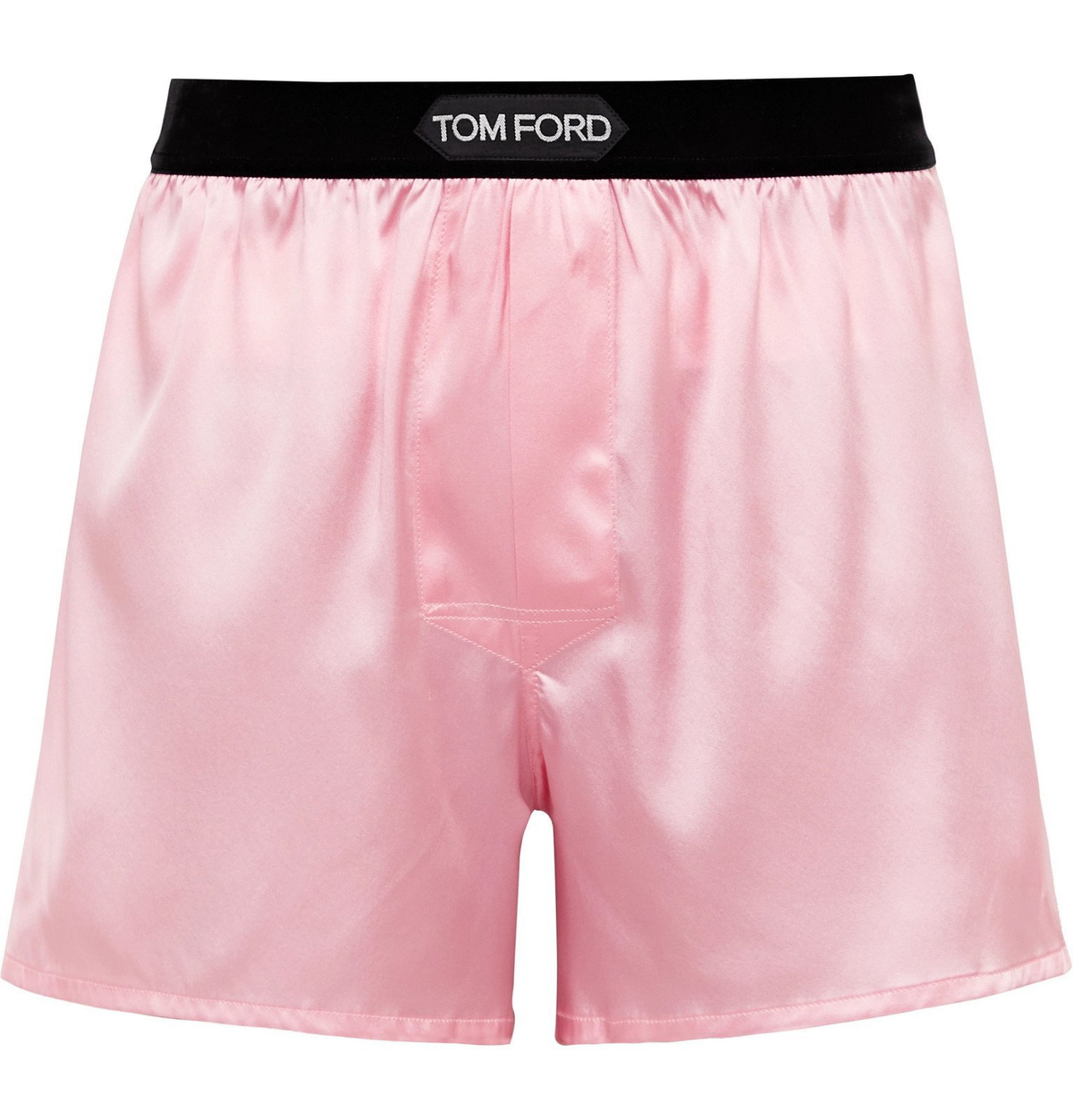 TOM FORD - Velvet-Trimmed Stretch-Silk Satin Boxer Shorts - Pink