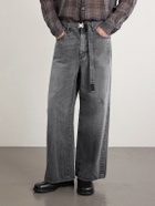 Sacai - Beyondexx Wide-Leg Belted Distressed Jeans - Gray