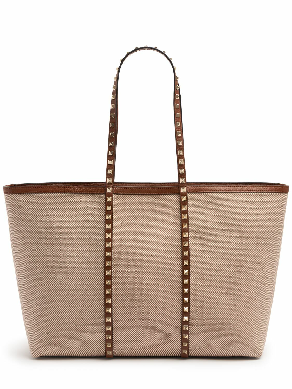ハンドバッグ VALENTINO TWO-TONE CANVAS MEDIUM ROCKSTUD HANDBAG Valentino Garavani Two-tone Canvas Medium Rockstud Handbag
