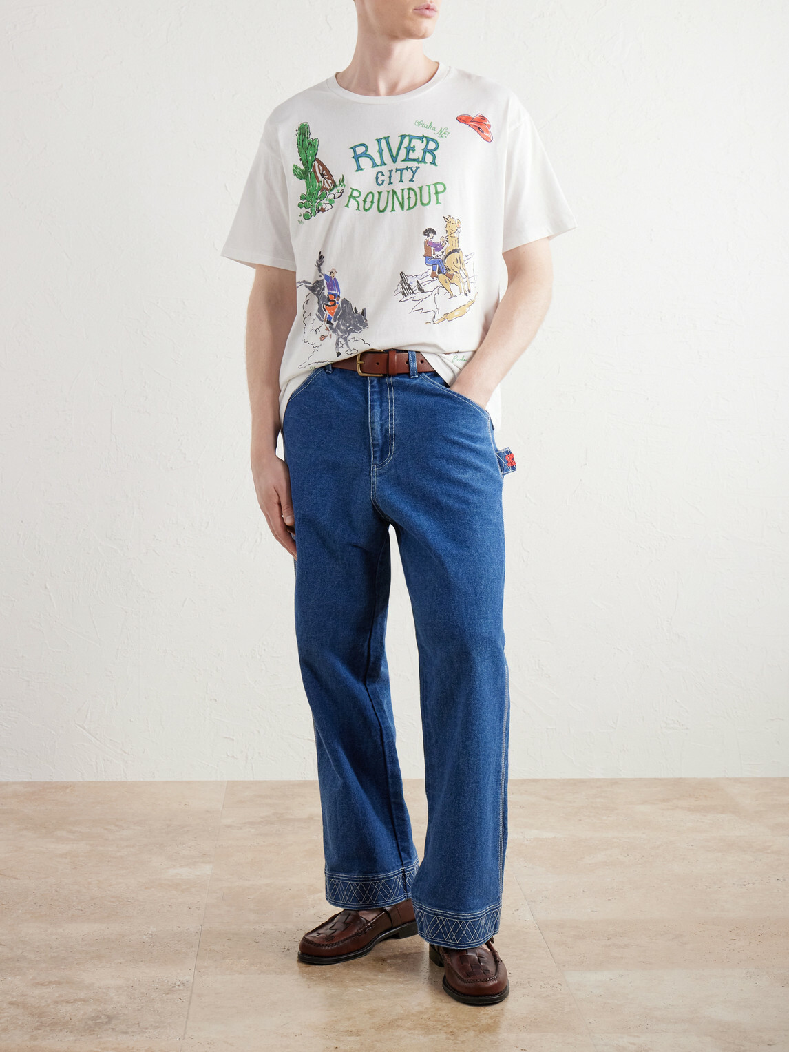 BODE - River City Printed Cotton-Jersey T-Shirt - Neutrals