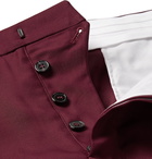 AMI - Slim-Fit Tapered Pleated Stretch-Twill Trousers - Burgundy