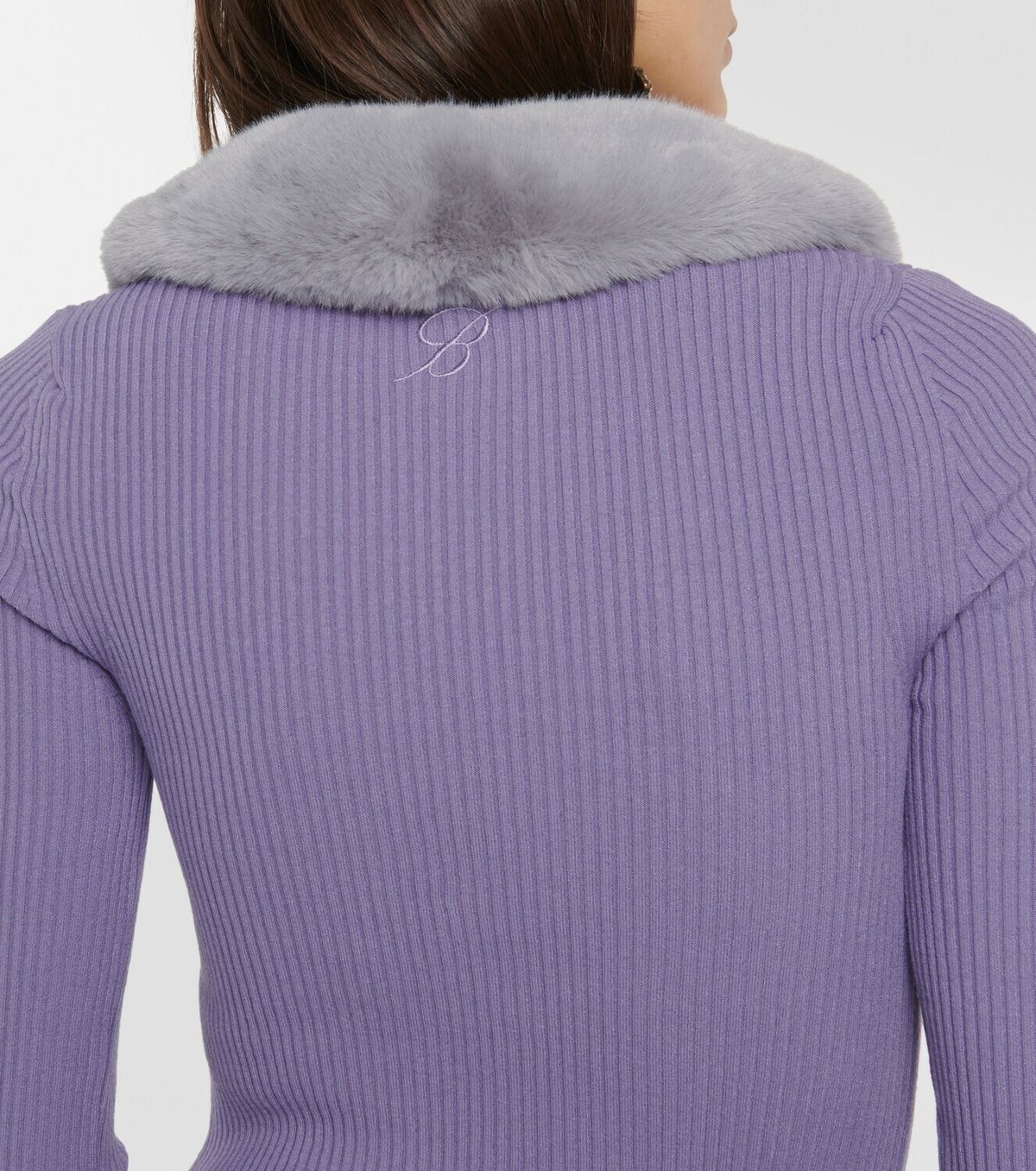 BLUMARINE 売れ筋商品|||ブルマリン カーディガン アウター レディース Cardigans Purple Blumarine Faux fur-trimmed cardigan Blumarine
