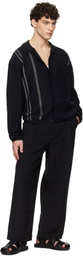 COMMAS Black Yarn Stripe Collared Cardigan