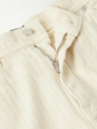 Enfants Riches Déprimés - Straight-Leg Distressed Panelled Herringbone Denim Trousers - Neutrals