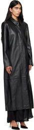 Nour Hammour Black Gotham 90s Leather Coat