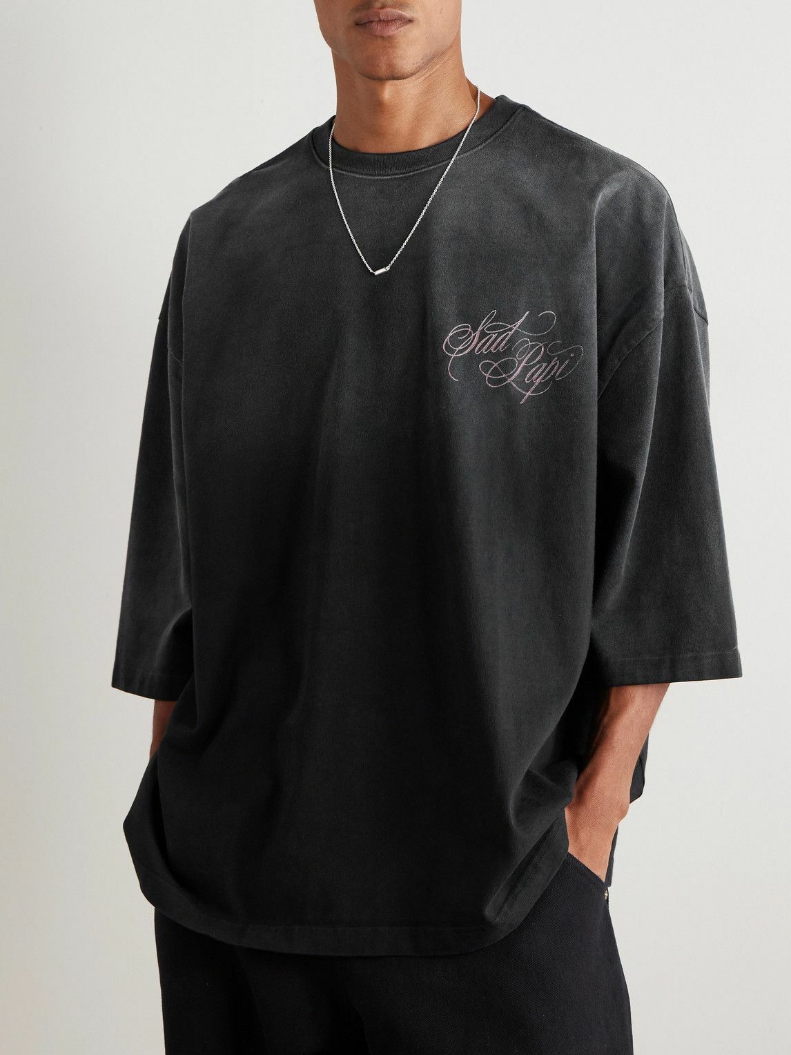 willy chavarria オーバー Tシャツ Willy Chavarria - Sad Papi Oversized Cotton-Jersey T-Shirt - Black