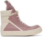 Rick Owens Pink & Off-White Geobasket Sneakers