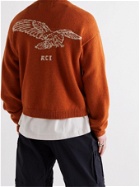 Reese Cooper® - Cropped Hunting with Hawks Virgin Wool Intarsia Sweater - Orange