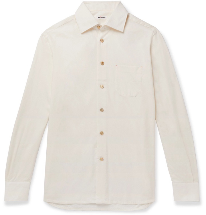 Photo: Kiton - Slim-Fit Cotton and Cashmere-Blend Shirt - White