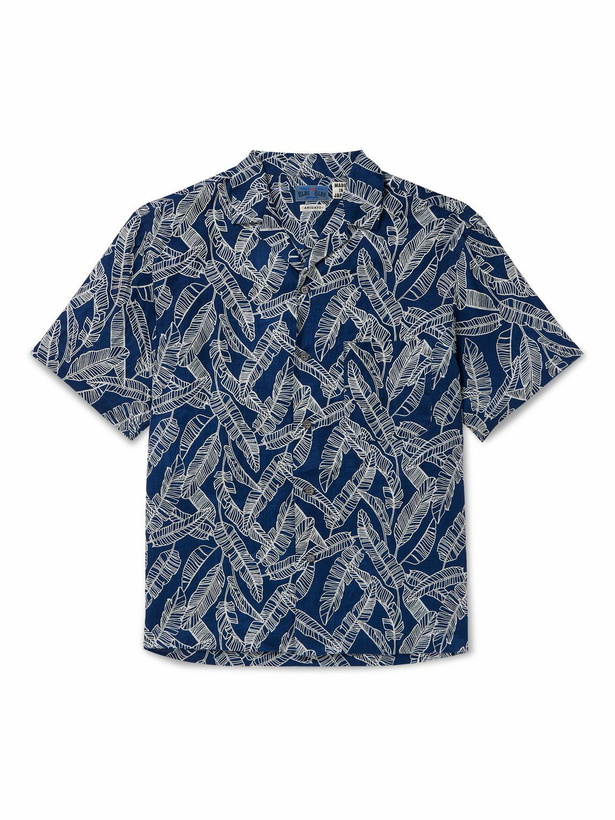 Photo: Blue Blue Japan - Camp-Collar Printed Indigo-Dyed Linen Shirt - Blue