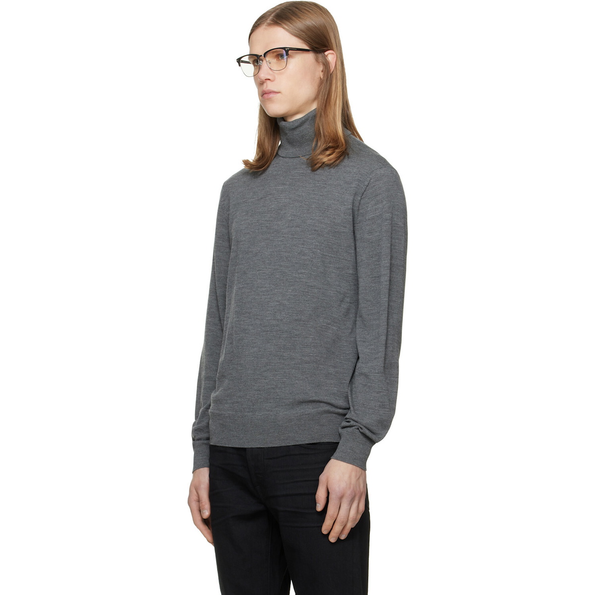 TOM FORD Gray Fine Gauge Pure Wool Turtleneck