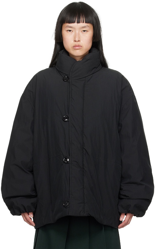 Photo: LEMAIRE Black Stand Collar Puffer Jacket