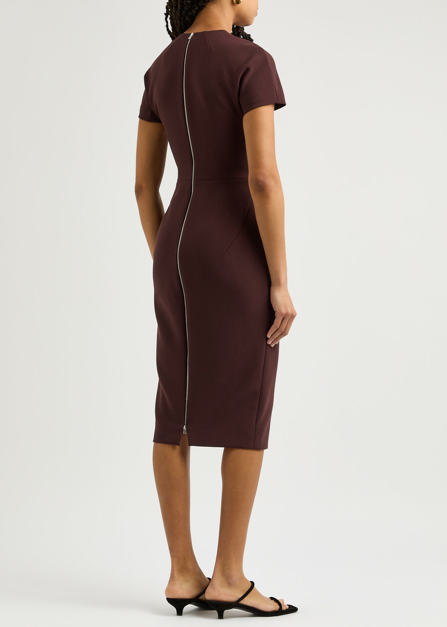 boat neck white dress midi Fantasia | Cream Boat-Neck Midi Dress With Asymmetric Drop-Waist