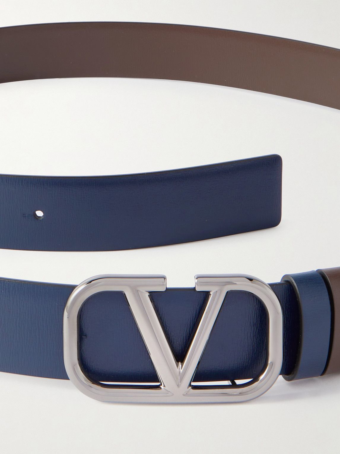 Valentino Garavani 2cm Reversible Go Logo Leather Belt In Ivory