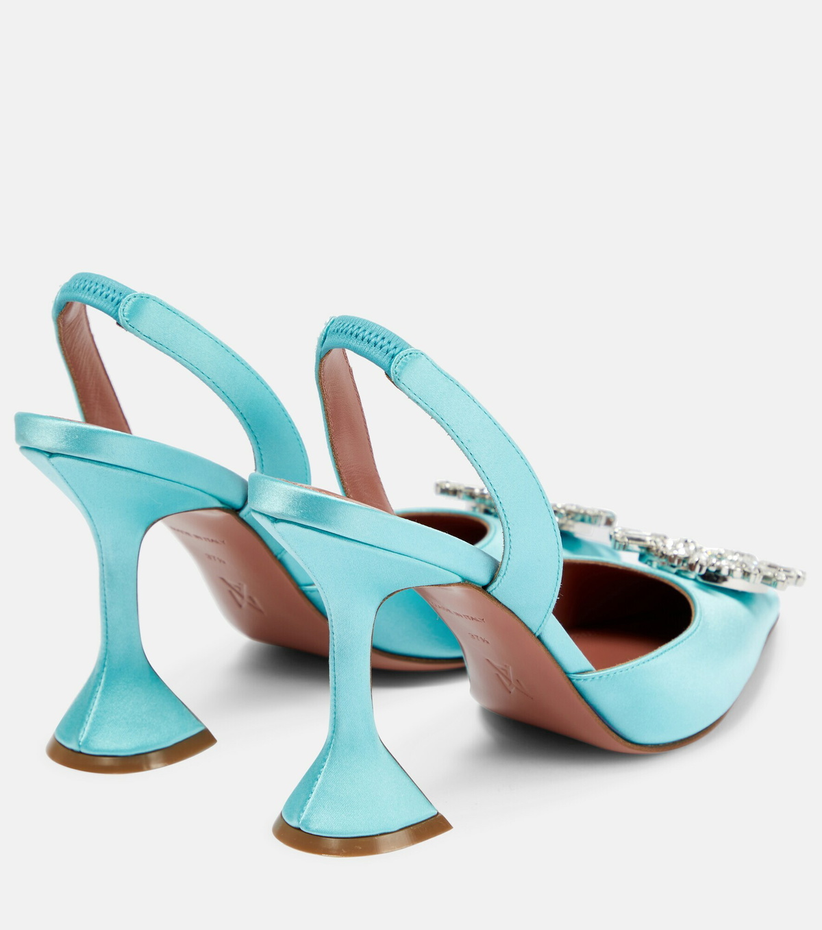 Amina Muaddi - Begum embellished satin slingback pumps
