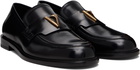 Versace Black 'V' Leather Loafers