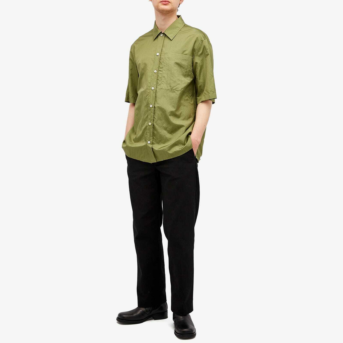 Jil Sander+ Men's Short Sleeve Regular Fit Shirt in Grasshopper