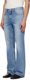 TONYWACK Blue Flared-Leg Distressed Jeans