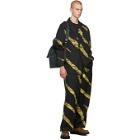 Issey Miyake Men Black and Yellow Wind Print Belted Trousers