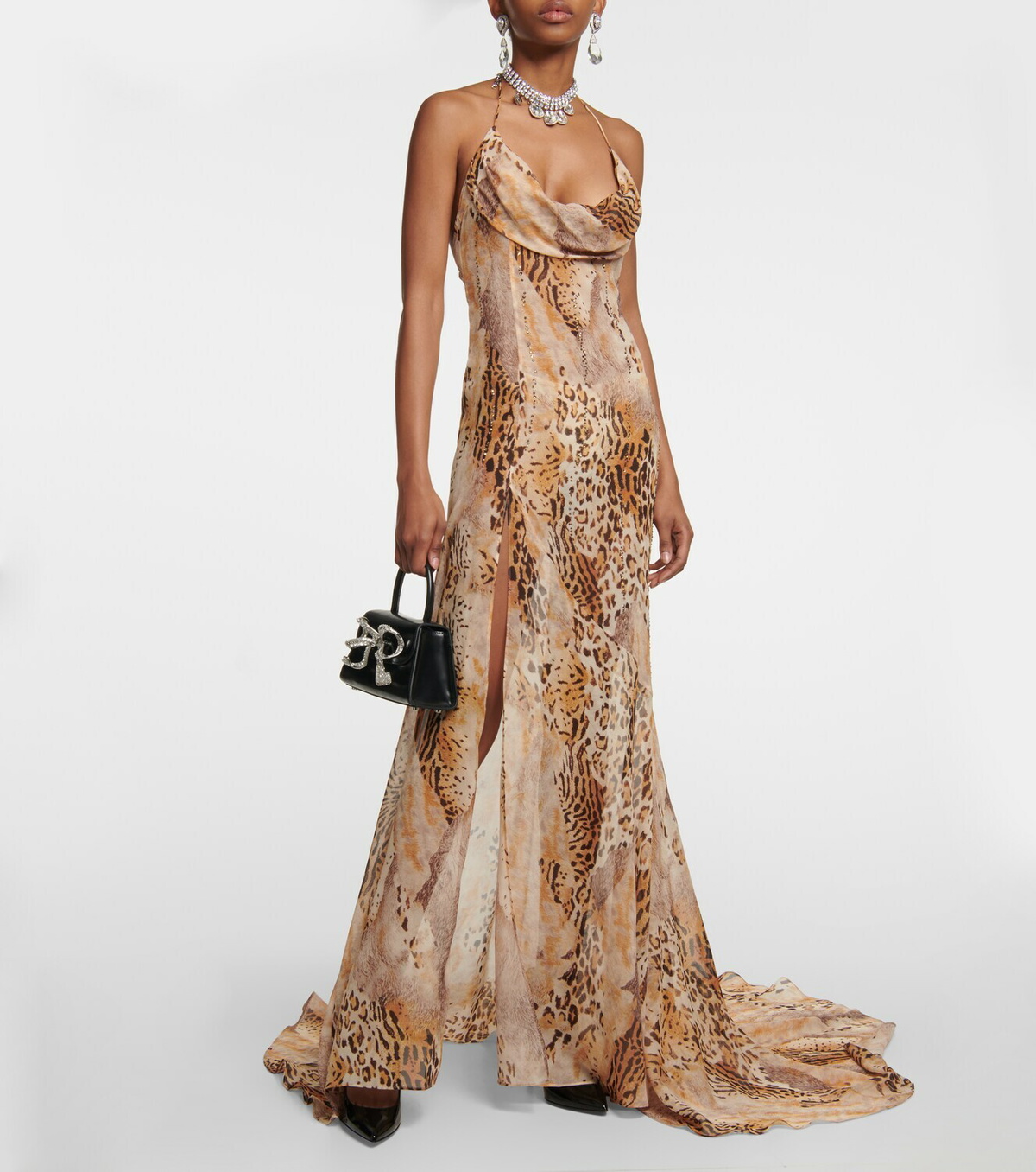 Alessandra Rich Leopard-print silk georgette gown Alessandra