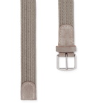 Loro Piana - 3.5cm Suede and Leather-Trimmed Woven Canvas Belt - Neutrals