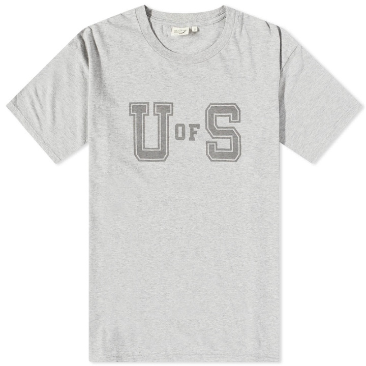Photo: orSlow Men's U Of S T-Shirt in Heather Grey