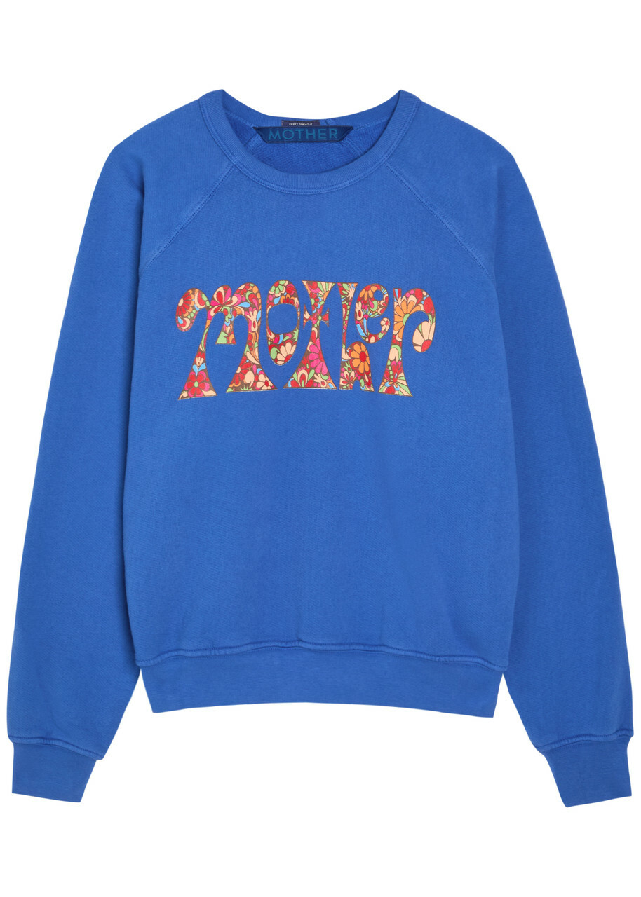 Mother The Concert Cropped Cotton Sweatshirt Blue